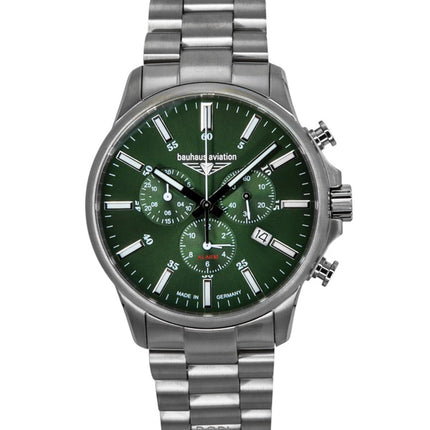 Reloj cronógrafo Bauhaus Aviation de titanio con esfera verde de cuarzo 2880M4 100M para hombre