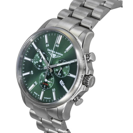 Reloj cronógrafo Bauhaus Aviation de titanio con esfera verde de cuarzo 2880M4 100M para hombre