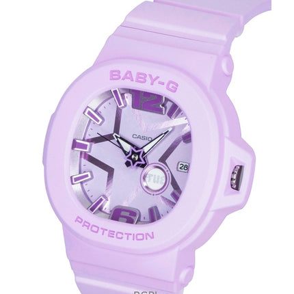 Reloj Casio Baby-G analógico de cuarzo con correa de resina y esfera morada BGA-10D-6A 100M para mujer