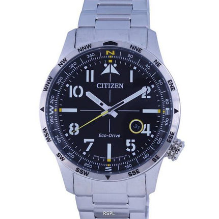 Reloj Citizen Aviator Eco-Drive de acero inoxidable con esfera negra BM7550-87E 100M para hombre