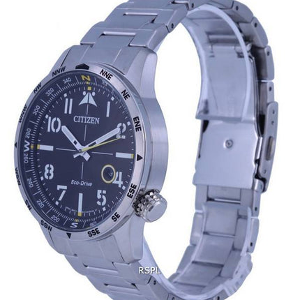 Reloj Citizen Aviator Eco-Drive de acero inoxidable con esfera negra BM7550-87E 100M para hombre