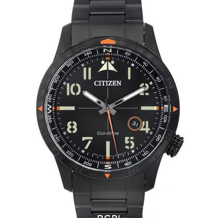 Reloj Citizen Eco-Drive de acero inoxidable con esfera negra BM7555-83E 100M para hombre