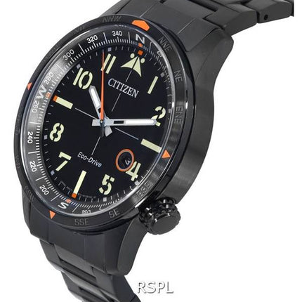 Reloj Citizen Eco-Drive de acero inoxidable con esfera negra BM7555-83E 100M para hombre