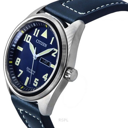 Reloj Citizen Eco-Drive Super Titanium con correa de piel azul y esfera azul BM8560-45L 100M para hombre