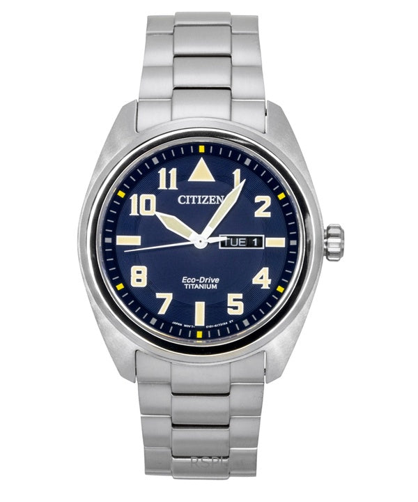 Reloj Citizen Garrison Super Titanium con esfera azul y movimiento Eco Drive BM8560-88L para hombre, resistente al agua hasta 100 metros.