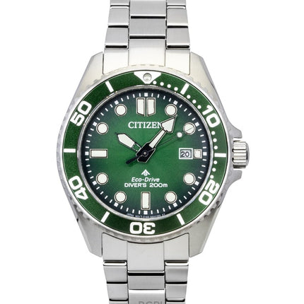 Reloj Citizen Promaster Marine de acero inoxidable con esfera verde, Eco-Drive, para buceo, BN0269-50W, 200 m, para hombre