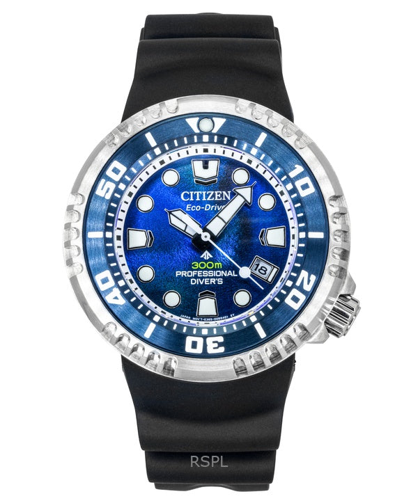 Reloj Citizen Promaster Dive Eco-Drive BN1025-08L 300M para hombre con correa de caucho y esfera azul