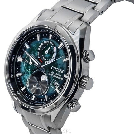 Reloj Citizen Eco-Drive BY1010-81X con esfera verde, fase lunar, radiocontrolado, 100 m, para hombre