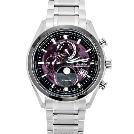 Reloj Citizen Tsuki-Yomi Radiocontrolado con Fase Lunar, Esfera Roja, Super Titanio, Eco Drive BY1018-80X, 100 m para hombre