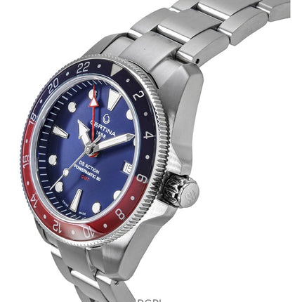 Certina DS Action GMT Reloj automático de buceo de acero inoxidable con esfera azul C032.929.11.041.00 200M para hombre
