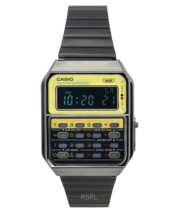 Reloj calculadora unisex Casio Vintage Heritage Colors digital de cuarzo de acero inoxidable CA-500WEGG-9B reacondicionado