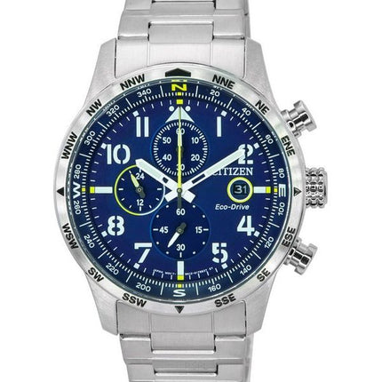 Citizen Pilot Acero inoxidable Esfera azul Cronógrafo Eco-Drive CA0790-83L 100M Reloj para hombre