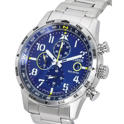 Citizen Pilot Acero inoxidable Esfera azul Cronógrafo Eco-Drive CA0790-83L 100M Reloj para hombre