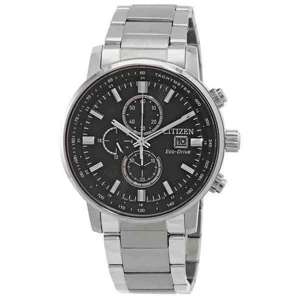 Reloj para hombre Citizen Eco-Drive cronógrafo de acero inoxidable con esfera negra CA0840-87E 100M