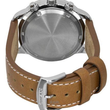 Reloj Citizen Eco-Drive Aviator Cronógrafo con correa de piel y esfera beige CA0880-15X 100M para hombre