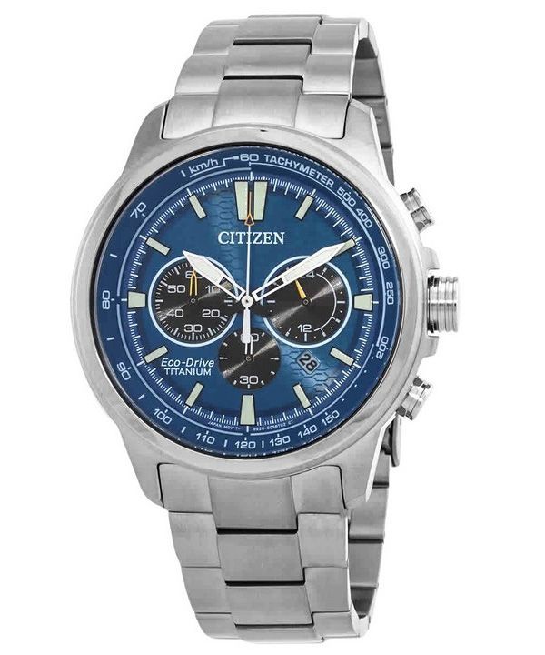 Reloj para hombre Citizen Super Titanium cronógrafo con esfera azul Eco-Drive CA4570-88L 100M
