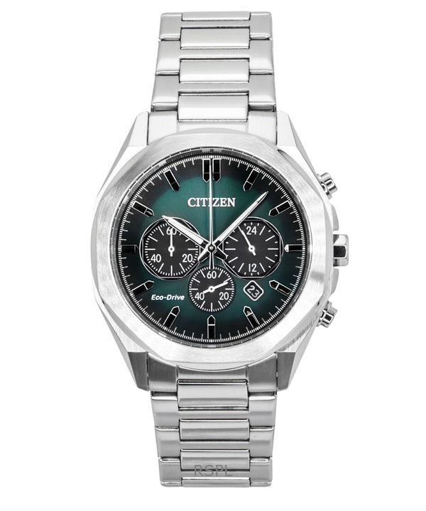 Reloj Citizen Eco-Drive Cronógrafo de acero inoxidable con esfera verde CA4590-81X 100M para hombre