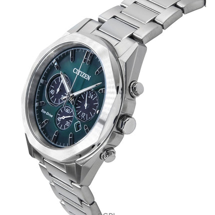 Reloj Citizen Eco-Drive Cronógrafo de acero inoxidable con esfera verde CA4590-81X 100M para hombre