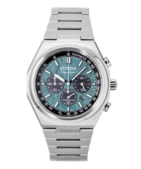 Reloj Citizen Zenshin Super Titanium Chronograph con esfera verde y tecnología Eco-Drive CA4610-85X para hombre, resistente al agua hasta 100 metros.