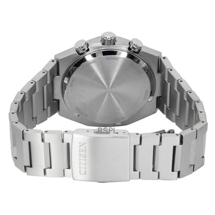 Reloj Citizen Zenshin Super Titanium Chronograph con esfera verde y tecnología Eco-Drive CA4610-85X para hombre, resistente al agua hasta 100 metros.