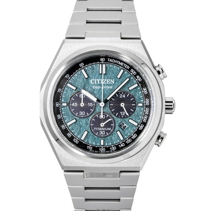 Reloj Citizen Zenshin Super Titanium Chronograph con esfera verde y tecnología Eco-Drive CA4610-85X para hombre, resistente al agua hasta 100 metros.