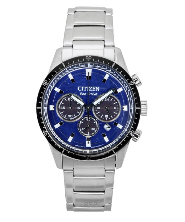 Reloj Citizen Eco-Drive Cronógrafo de acero inoxidable con esfera azul CA4624-56L 100M para hombre