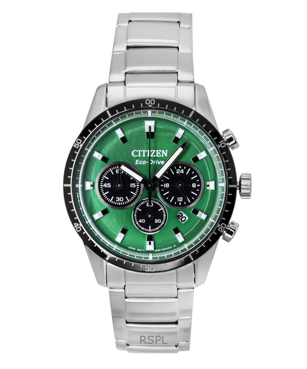 Reloj Citizen Eco-Drive Cronógrafo de acero inoxidable con esfera verde CA4624-56X 100M para hombre