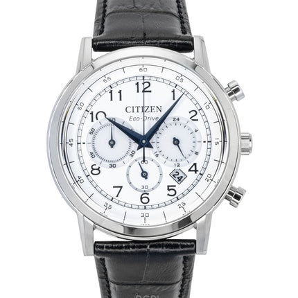 Reloj Citizen Eco-Drive Cronógrafo con correa de piel y esfera blanca CA4630-02A para hombre
