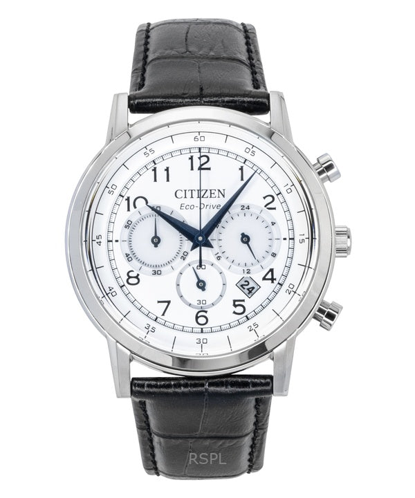 Reloj Citizen Eco-Drive Cronógrafo con correa de piel y esfera blanca CA4630-02A para hombre
