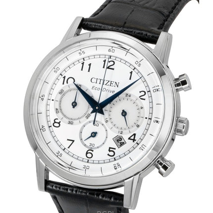 Reloj Citizen Eco-Drive Cronógrafo con correa de piel y esfera blanca CA4630-02A para hombre