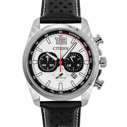 Reloj Citizen Eco-Drive Cronógrafo con correa de piel y esfera blanca CA4640-09A 100M para hombre