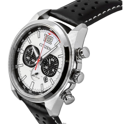 Reloj Citizen Eco-Drive Cronógrafo con correa de piel y esfera blanca CA4640-09A 100M para hombre