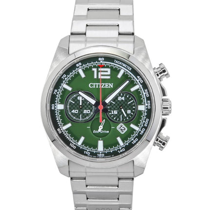 Reloj Citizen Eco-Drive Cronógrafo de acero inoxidable con esfera verde CA4640-50X 100M para hombre