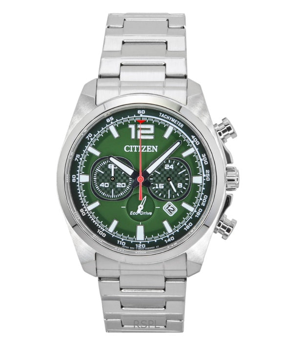 Reloj Citizen Eco-Drive Cronógrafo de acero inoxidable con esfera verde CA4640-50X 100M para hombre