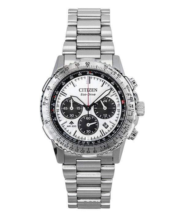 Reloj Citizen Promaster Navihawk Cronógrafo de acero inoxidable con esfera blanca Eco-Drive Diver's CA4660-61A 200M para hombre