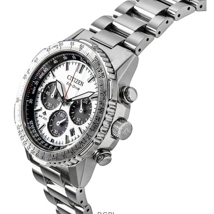 Reloj Citizen Promaster Navihawk Cronógrafo de acero inoxidable con esfera blanca Eco-Drive Diver's CA4660-61A 200M para hombre