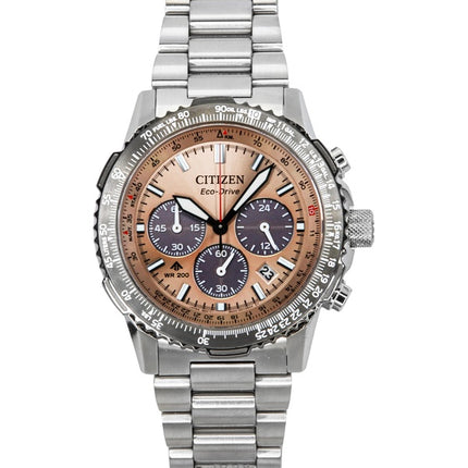 Reloj Citizen Promaster Sky Cronógrafo de acero inoxidable con esfera marrón Eco-Drive Diver's CA4664-60X 200M para hombre