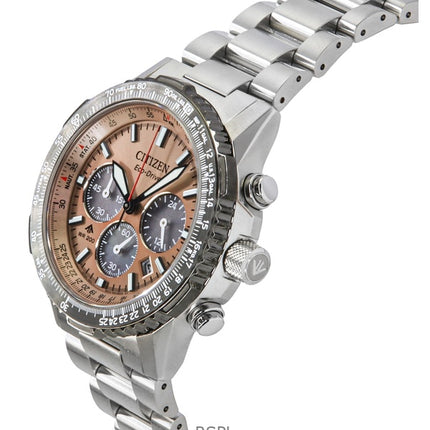 Reloj Citizen Promaster Sky Cronógrafo de acero inoxidable con esfera marrón Eco-Drive Diver's CA4664-60X 200M para hombre