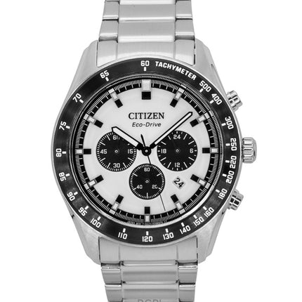 Reloj Citizen Eco-Drive Cronógrafo de acero inoxidable con esfera blanca CA4674-58A 100M para hombre