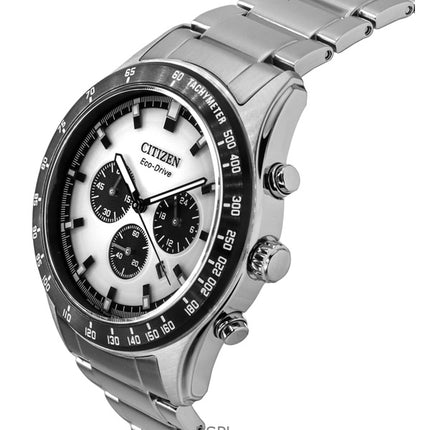 Reloj Citizen Eco-Drive Cronógrafo de acero inoxidable con esfera blanca CA4674-58A 100M para hombre