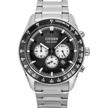 Reloj Citizen Eco-Drive Cronógrafo de acero inoxidable con esfera negra CA4674-58E 100M para hombre