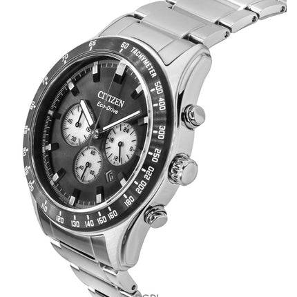 Reloj Citizen Eco-Drive Cronógrafo de acero inoxidable con esfera negra CA4674-58E 100M para hombre