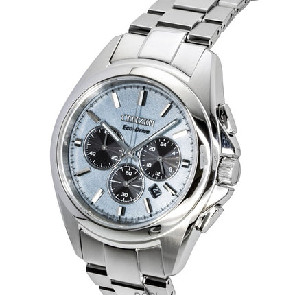 Reloj Citizen Sport Luxury Chronograph de acero inoxidable con esfera azul claro y movimiento Eco-Drive CA4680-55L para hombre, resistente al agua hasta 100 metros.