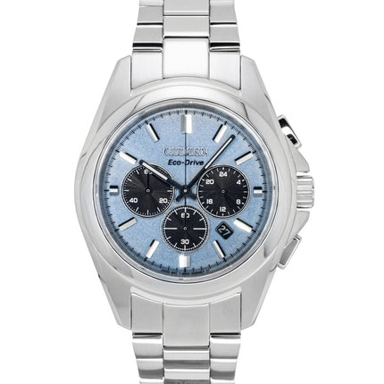 Reloj Citizen Sport Luxury Chronograph de acero inoxidable con esfera azul claro y movimiento Eco-Drive CA4680-55L para hombre, resistente al agua hasta 100 metros.