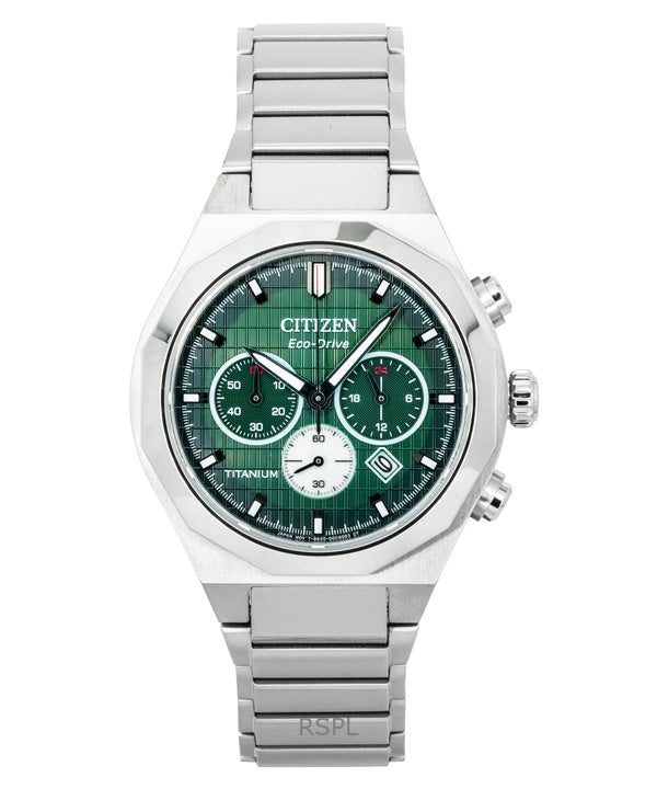 Reloj Citizen Zenshin Senkei Cronógrafo Super Titanium con esfera verde Eco-Drive CA4691-59X 100M para hombre