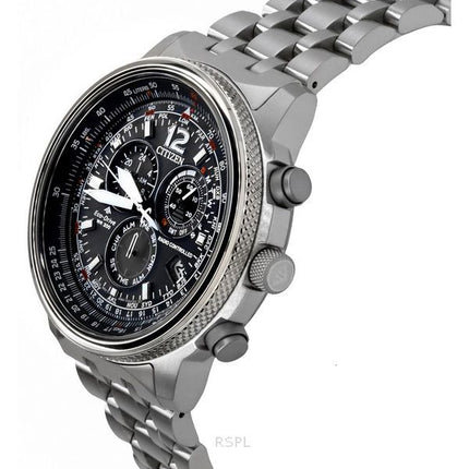 Reloj cronógrafo radiocontrolado Citizen Promaster Sky de acero inoxidable con esfera negra Eco-Drive CB5860-86E 200M para hombr