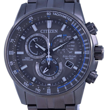 Reloj para hombre Citizen PCAT con esfera negra, cronÃ³grafo controlado por radio, Atomic Eco-Drive CB5887-55H 200M