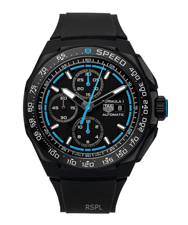 Reloj automático Tag Heuer Fórmula 1 para hombre, cronógrafo de buceo, correa de caucho, esfera negra, CBZ2084.FT8097, 200 m