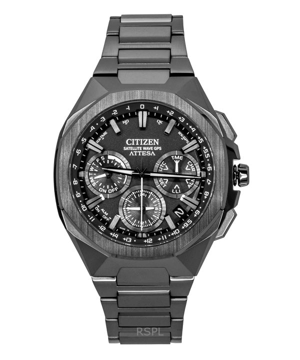 Reloj Citizen Eco-Drive Attesa Satellite Wave GPS Super Titanium con esfera negra CC4105-69E, 100 m, para hombre