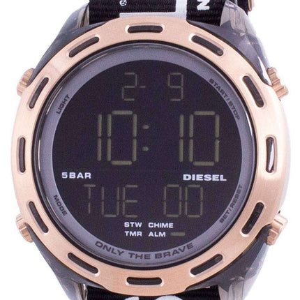 Diesel Crusher Reloj digital de cuarzo de nailon negro DZ1940 para hombre